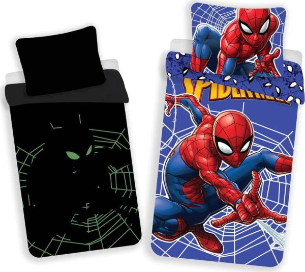 Červeno-modré bavlněné dětské povlečení se svítícím efektem na jednolůžko 140x200 cm Spider-man – Jerry Fabrics