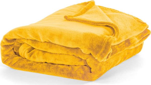 Okrově žlutý přehoz z mikroplyše na dvoulůžko 220x240 cm Cosy - Tiseco Home Studio