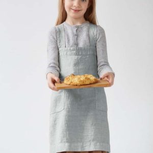 Dětská šedá lněná zástěra Linen Tales Pinafore