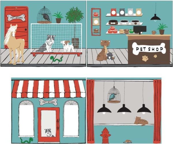 Dětský závěs k posteli 4 ks 195x75 cm Pet Shop – Vipack