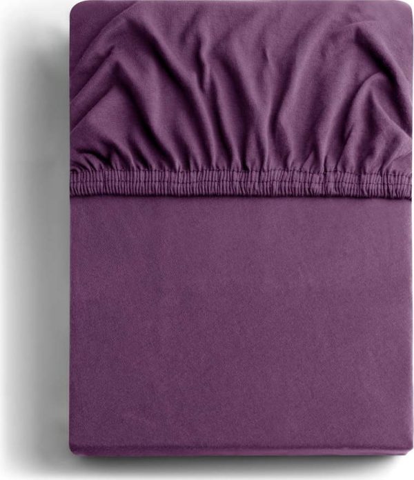 Fialové napínací prostěradlo jersey 220x200 cm Amber – Restilo