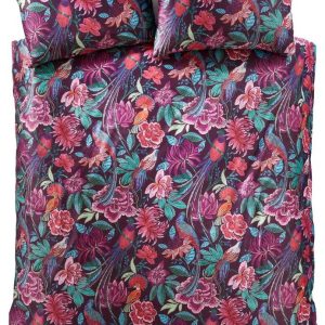 Fialové sametové prodloužené povlečení na dvoulůžko 230x220 cm Kate Floral – Catherine Lansfield
