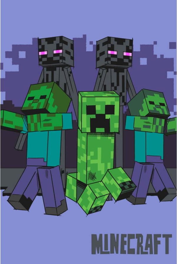 Fleecová dětská deka 100x150 cm Minecraft "Mobs coming for you" – Jerry Fabrics