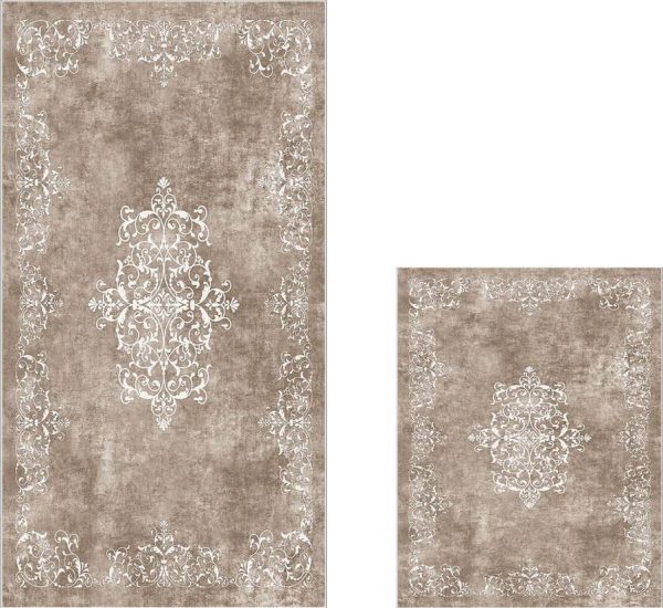 Hnědé koupelnové předložky v sadě 2 ks 60x100 cm – Foutastic