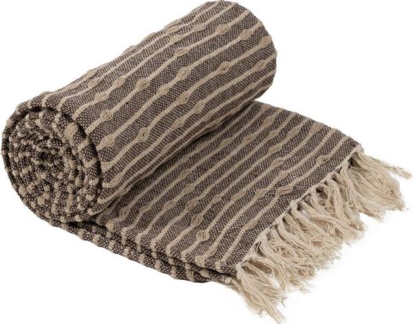 Hnědo-béžová deka s příměsí recyklovaných vláken 125x150 cm – Ixia
