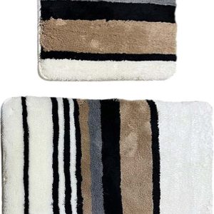 Hnědo-krémové koupelnové předložky v sadě 2 ks 60x100 cm Steingra – Foutastic