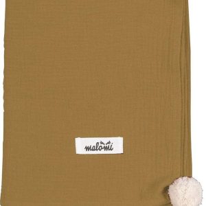 Koňakově hnědá mušelínová dětská deka 100x140 cm Pompon – Malomi Kids