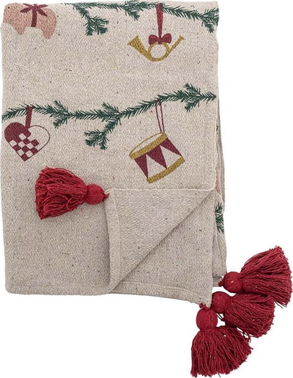 Krémová deka s vánočním motivem 130x160 cm Yule – Bloomingville