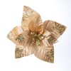 Květ POINSETTIA třpytivá 20 cm, zlatá - Image 3