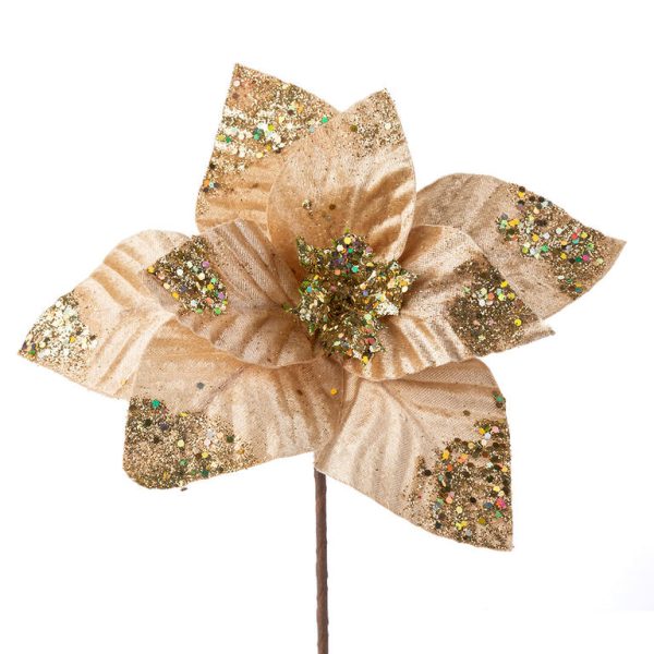 Květ POINSETTIA třpytivá 20 cm