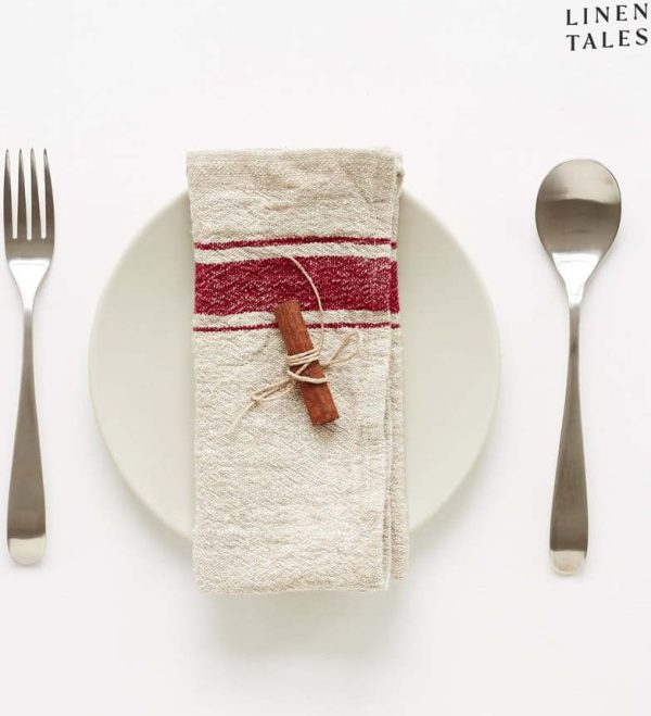 Lněné ubrousky v sadě 2 ks Red Stripe Vintage – Linen Tales