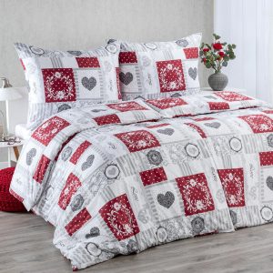 Ložní povlečení z mikrovlákna PATCHWORK SRDCE 2x jednolůžko