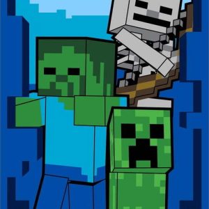 Modrá bavlněná dětská osuška 70x140 cm Minecraft "Beware" – Jerry Fabrics