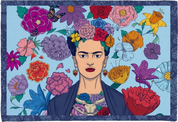 Modrá koupelnová předložka 40x60 cm Mexican Vibes – Madre Selva