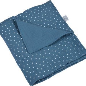 Modrá mušelínová dětská deka 75x75 cm – Bébé Douceur