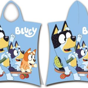 Modré bavlněné dětské pončo velikost 3-8 let Bluey Skate – Jerry Fabrics