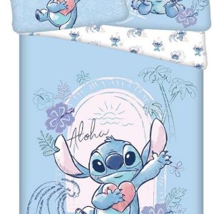 Modré bavlněné dětské povlečení na jednolůžko 140x200 cm Lilo and Stitch "Wave" – Jerry Fabrics