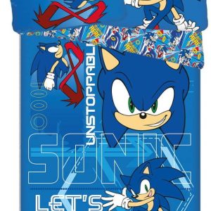 Modré bavlněné dětské povlečení na jednolůžko 140x200 cm Sonic "Let´s go" – Jerry Fabrics