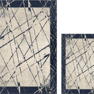 Modro-béžové koupelnové předložky v sadě 2 ks 60x100 cm Geometric – Mila Home