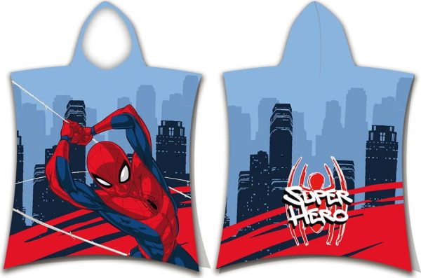 Modro-červené froté dětské pončo Spider-Man – Jerry Fabrics