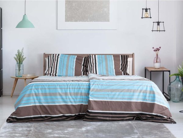 Modro-hnědé krepové povlečení na jednolůžko 140x200 cm Top Class – B.E.S.