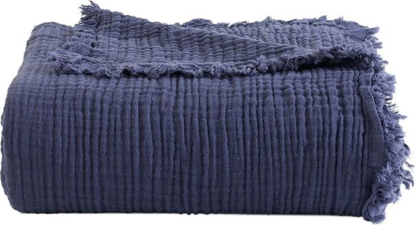 Modrý bavlněný přehoz na dvoulůžko 200x250 cm Cuenca - Mijolnir