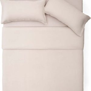 Povlečení šedobéžové na dvoulůžko/prodloužené s příměsí lnu 260x240 cm Simmel – Kave Home