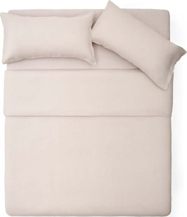 Povlečení šedobéžové na dvoulůžko/prodloužené s příměsí lnu 260x240 cm Simmel – Kave Home