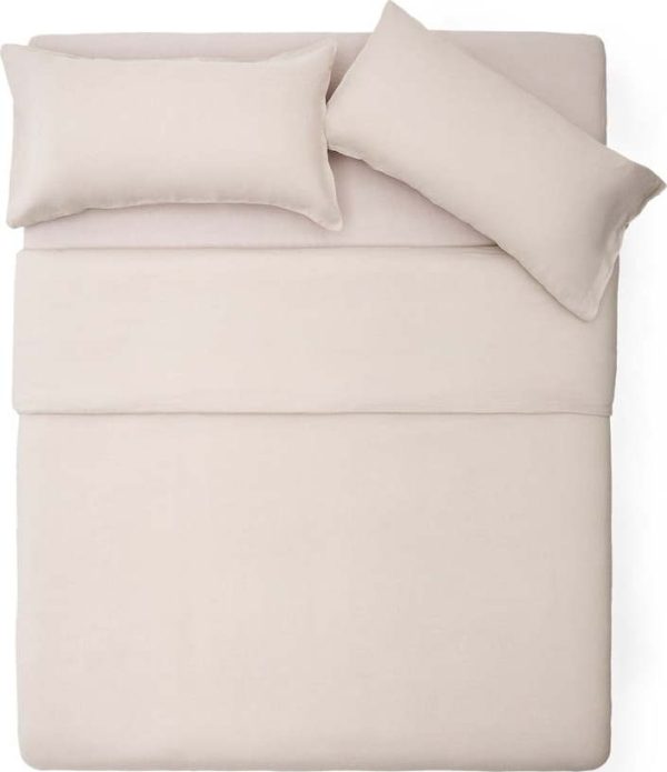 Povlečení šedobéžové na jednolůžko/prodloužené s příměsí lnu 150x220 cm Simmel – Kave Home