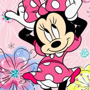 Růžová bavlněná dětská osuška 70x140 cm Minnie "Pink bow" – Jerry Fabrics