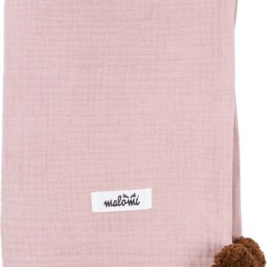 Růžová mušelínová dětská deka 100x140 cm Pompon – Malomi Kids