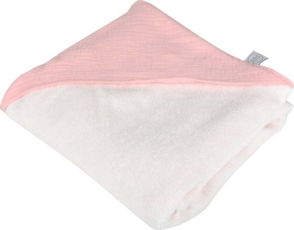 Růžová mušelínová dětská osuška s kapucí 75x75 cm – Bébé Douceur