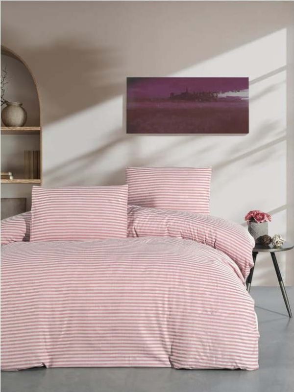 Růžové 4dílné prodloužené povlečení na dvoulůžko s prostěradlem 200x220 cm – Mila Home