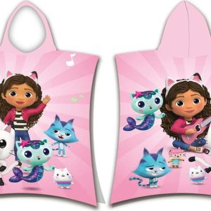Růžové bavlněné dětské pončo velikost 3-8 let Gabby´s Dollhouse – Jerry Fabrics