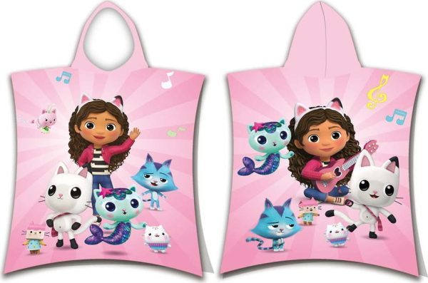 Růžové bavlněné dětské pončo velikost 3-8 let Gabby´s Dollhouse – Jerry Fabrics
