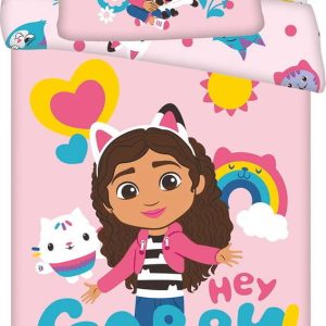 Růžové bavlněné dětské povlečení do postýlky 100x135 cm Gabby's Dollhouse – Jerry Fabrics