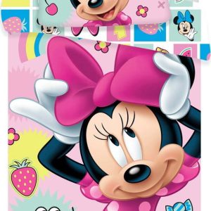 Růžové bavlněné dětské povlečení do postýlky 100x135 cm Minnie "Sweet" – Jerry Fabrics