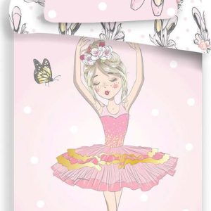 Růžové bavlněné dětské povlečení na jednolůžko 140x200 cm Ballerina – Jerry Fabrics