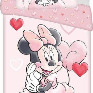 Růžové bavlněné dětské povlečení na jednolůžko 140x200 cm Minnie "Balloon" – Jerry Fabrics
