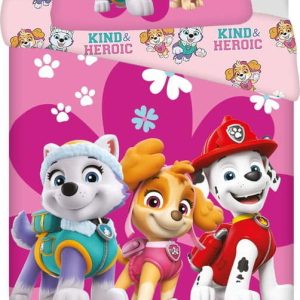 Růžové bavlněné dětské povlečení na jednolůžko 140x200 cm Paw Patrol "Heroic" – Jerry Fabrics