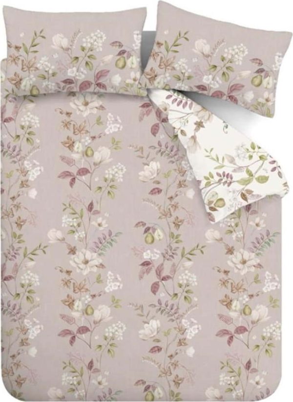 Růžové bavlněné prodloužené povlečení na dvoulůžko 230x220 cm Francesca Floral – Bianca