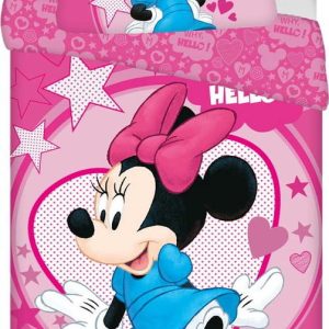 Růžové dětské povlečení na jednolůžko z mikrovlákna 140x200 cm Minnie "Hello" – Jerry Fabrics