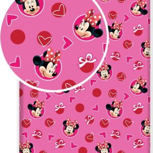 Růžové napínací bavlněné dětské prostěradlo 90x200 cm Minnie "Hearts" – Jerry Fabrics