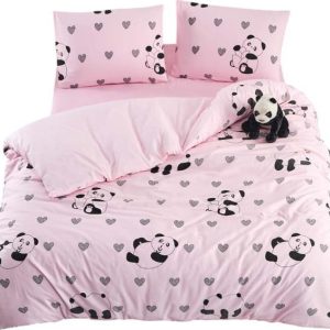 Růžové povlečení na jednolůžko/prodloužené s prostěradlem/3dílné 160x220 cm Panda – Mila Home