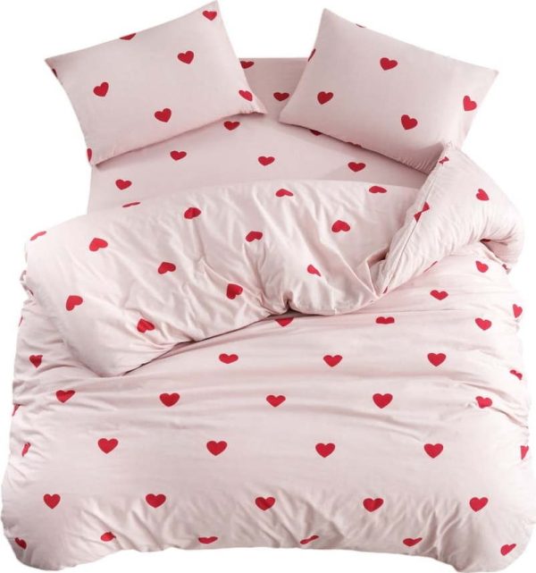Růžové povlečení na jednolůžko/prodloužené s prostěradlem/3dílné 160x220 cm Red Heart – Mila Home