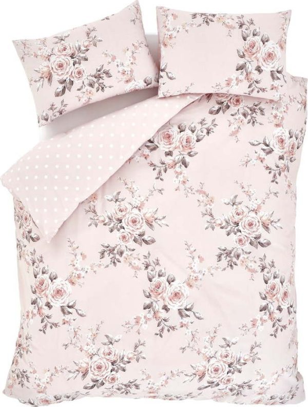 Prodloužené růžové povlečení na dvoulůžko 260x220 cm Canterbury Floral – Catherine Lansfield