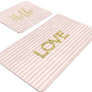Růžové sametové koupelnové předložky v sadě 2 ks 60x100 cm Love – Mila Home