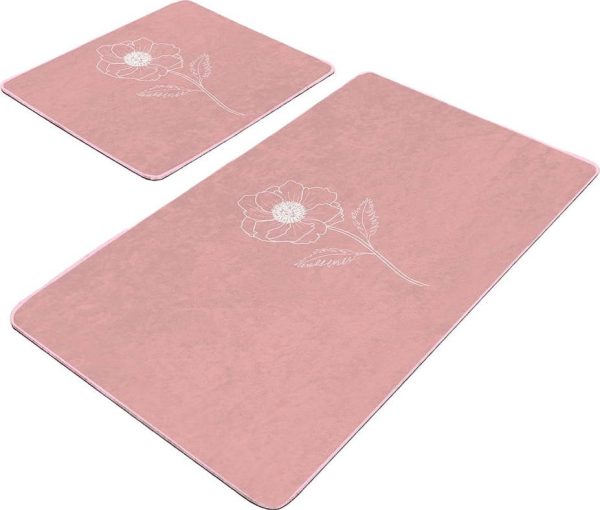 Růžové sametové koupelnové předložky v sadě 2 ks 60x100 cm – Mila Home
