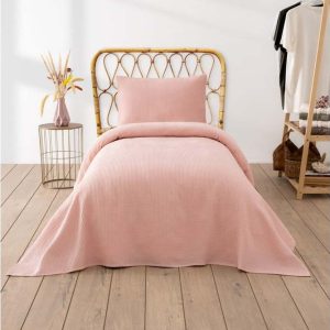 Růžový přehoz 160x220 cm Waffle – Mijolnir