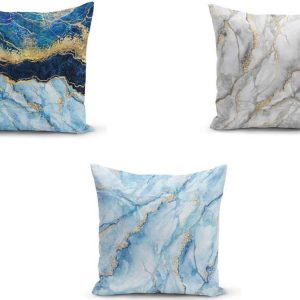 Sada 3 povlaků na polštáře Minimalist Cushion Covers Azuro Cassie
